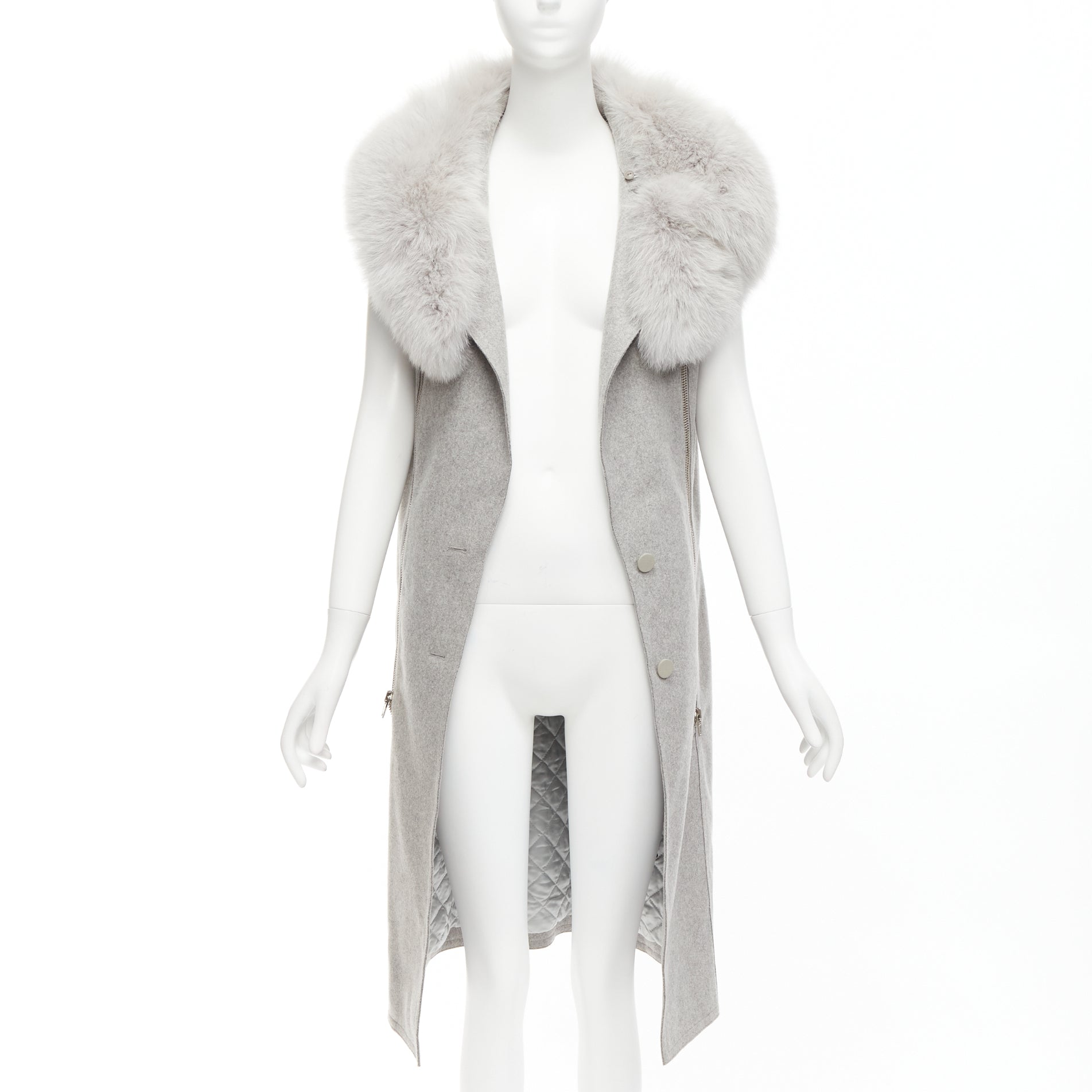 Alexander Wang Grey Fur Vest Dress - Image 6