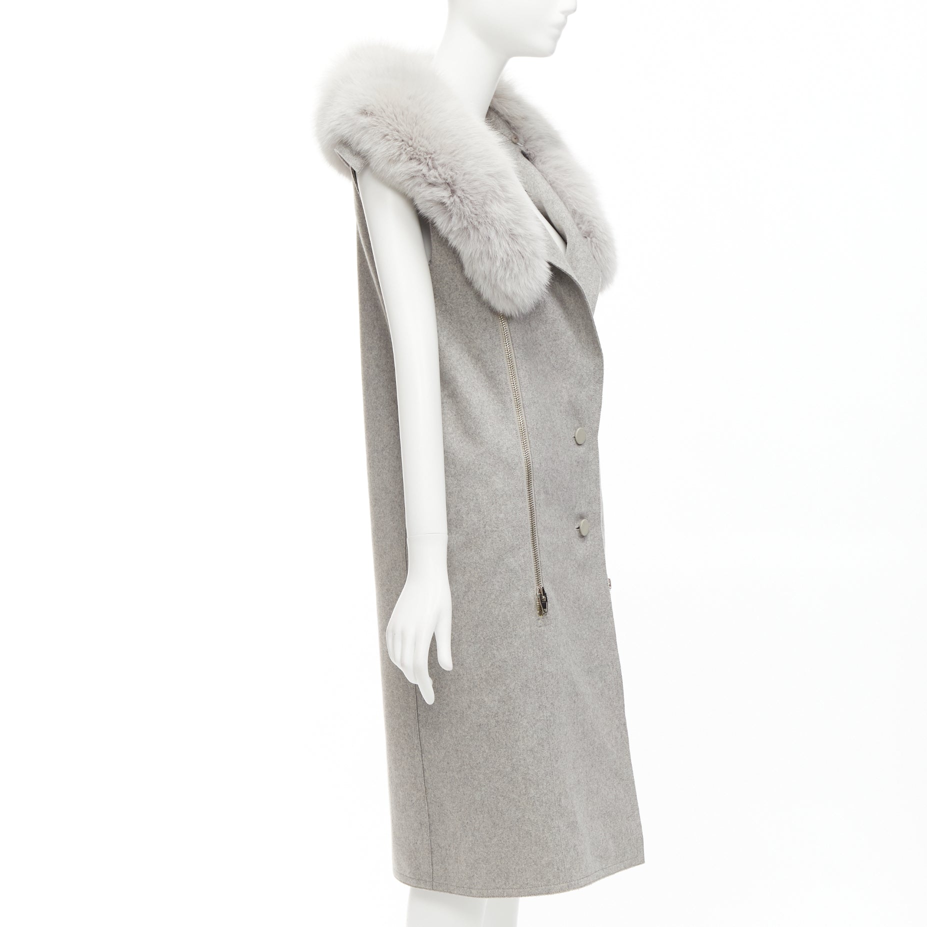 Alexander Wang Grey Fur Vest Dress - 4
