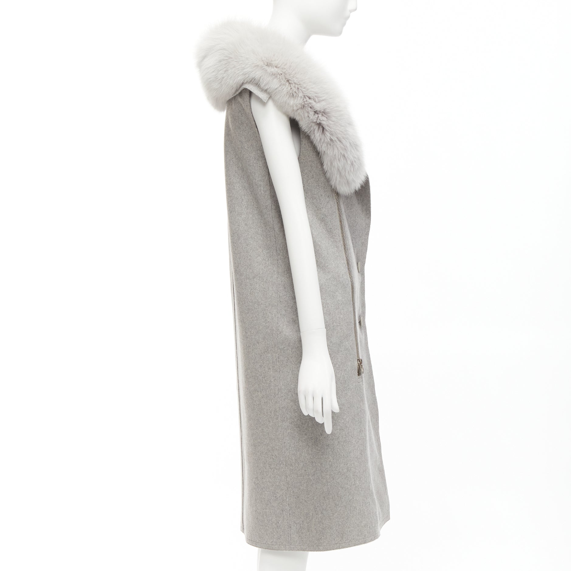 Alexander Wang Grey Fur Vest Dress - Side view