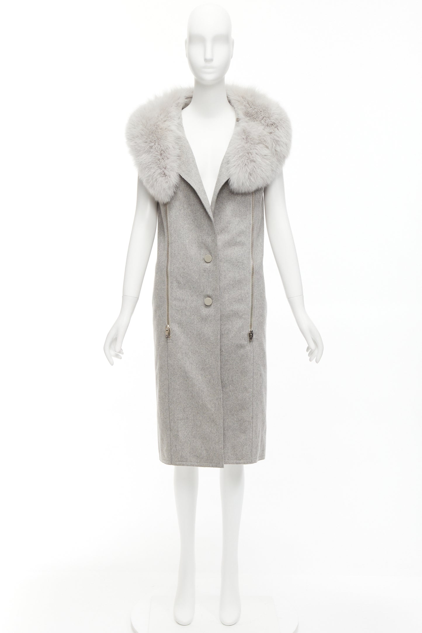 Alexander Wang Grey Fur Vest Dress - Image 12