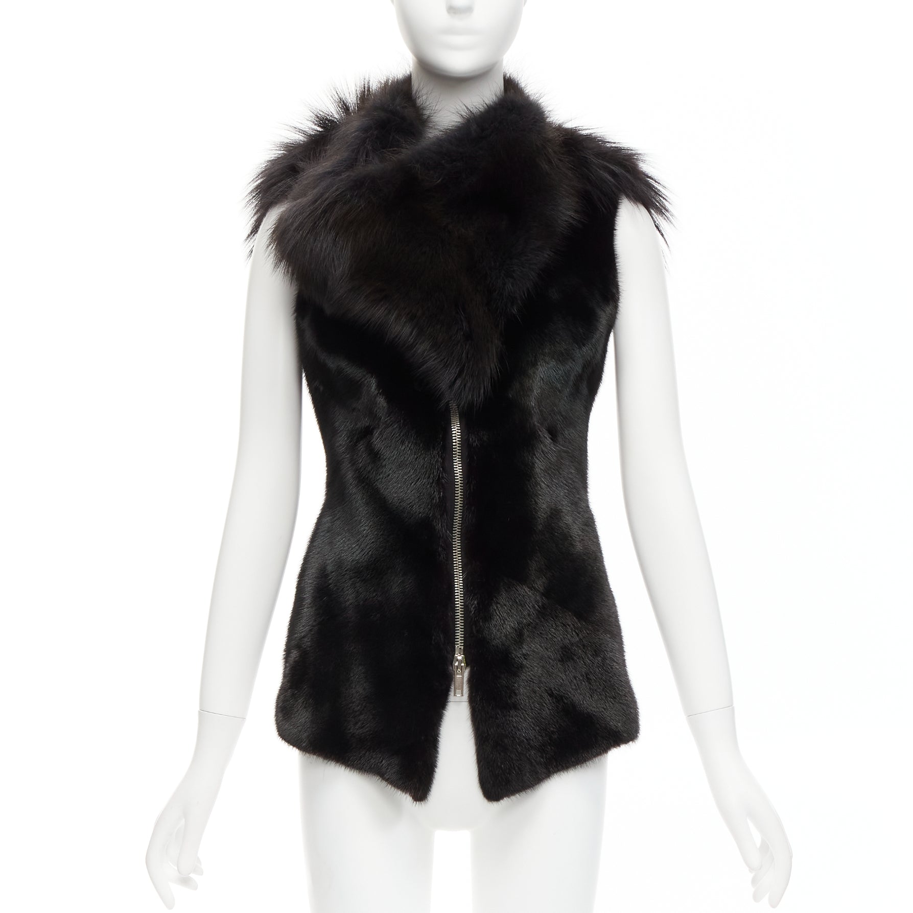 Rick Owens Black Mixed Fur Vest
