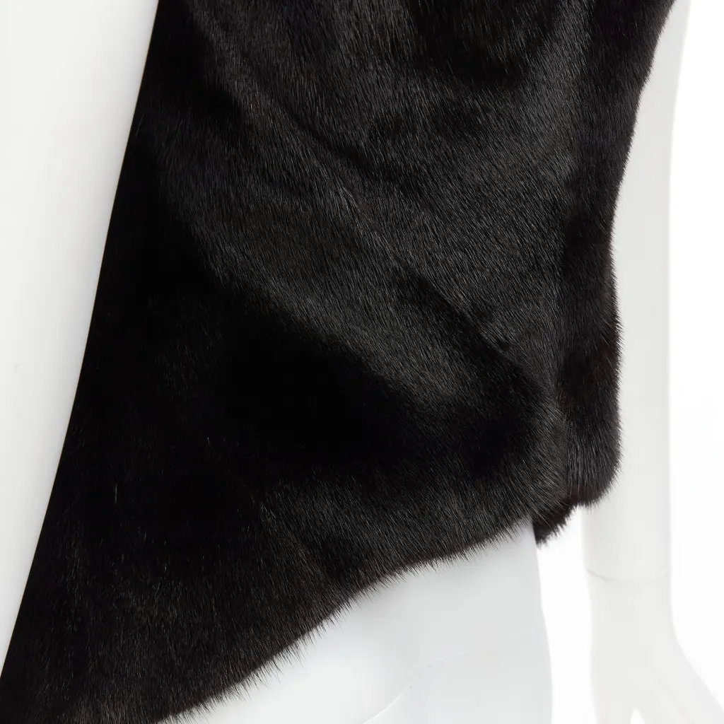 Rick Owens Black Mixed Fur Vest Black Fur Very good - Back View