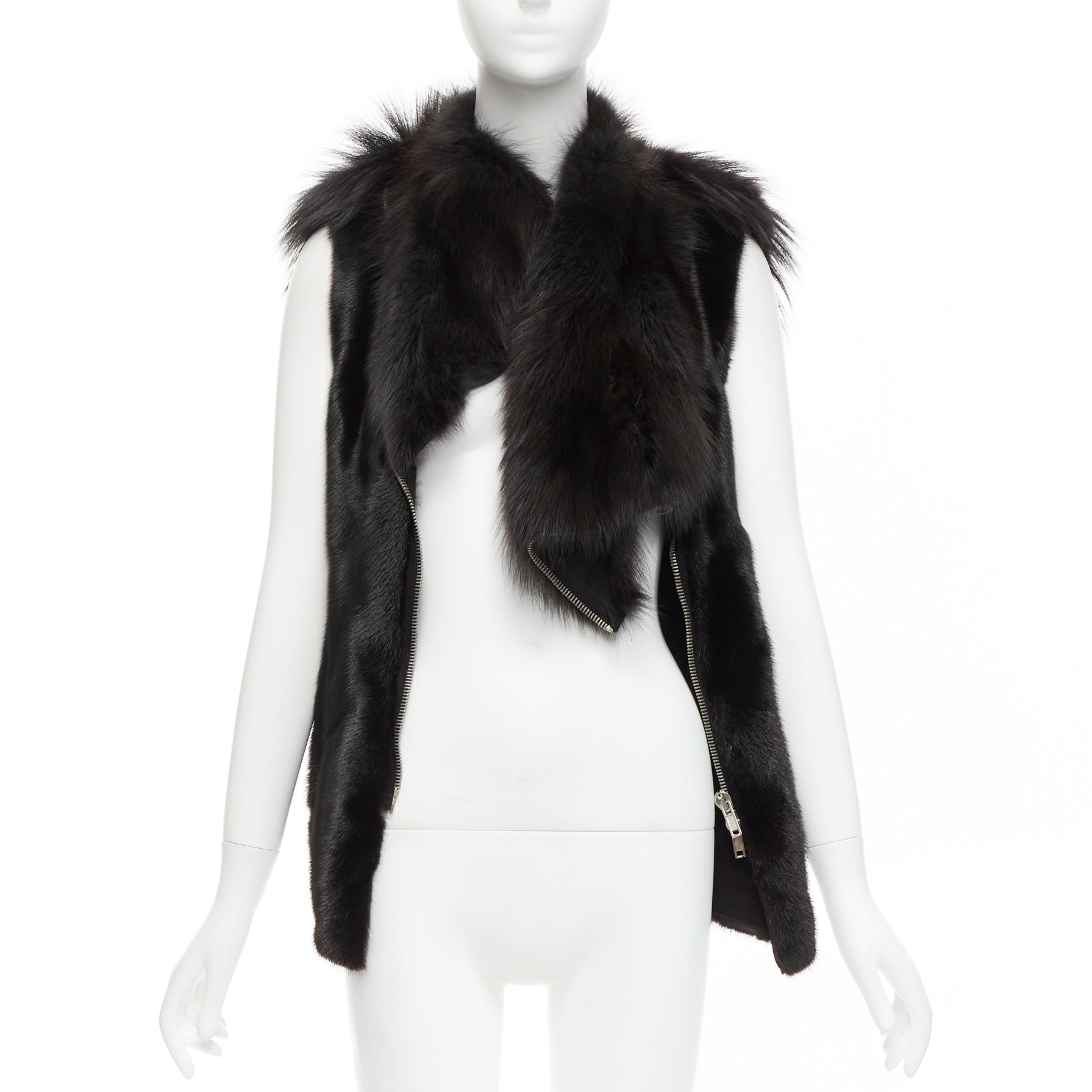 Rick Owens Black Mixed Fur Vest - Image 6