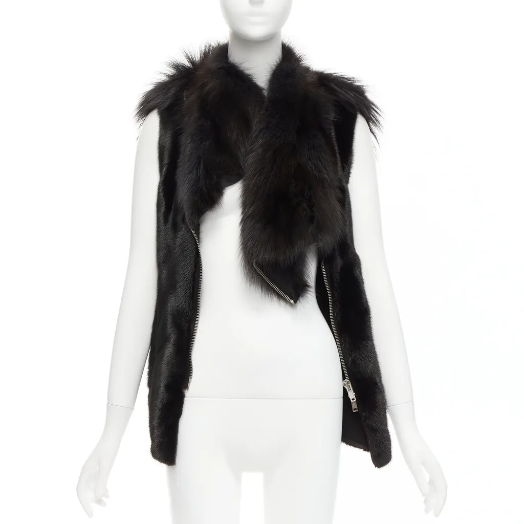 Rick Owens Black Mixed Fur Vest Black Fur Very good - Inside View