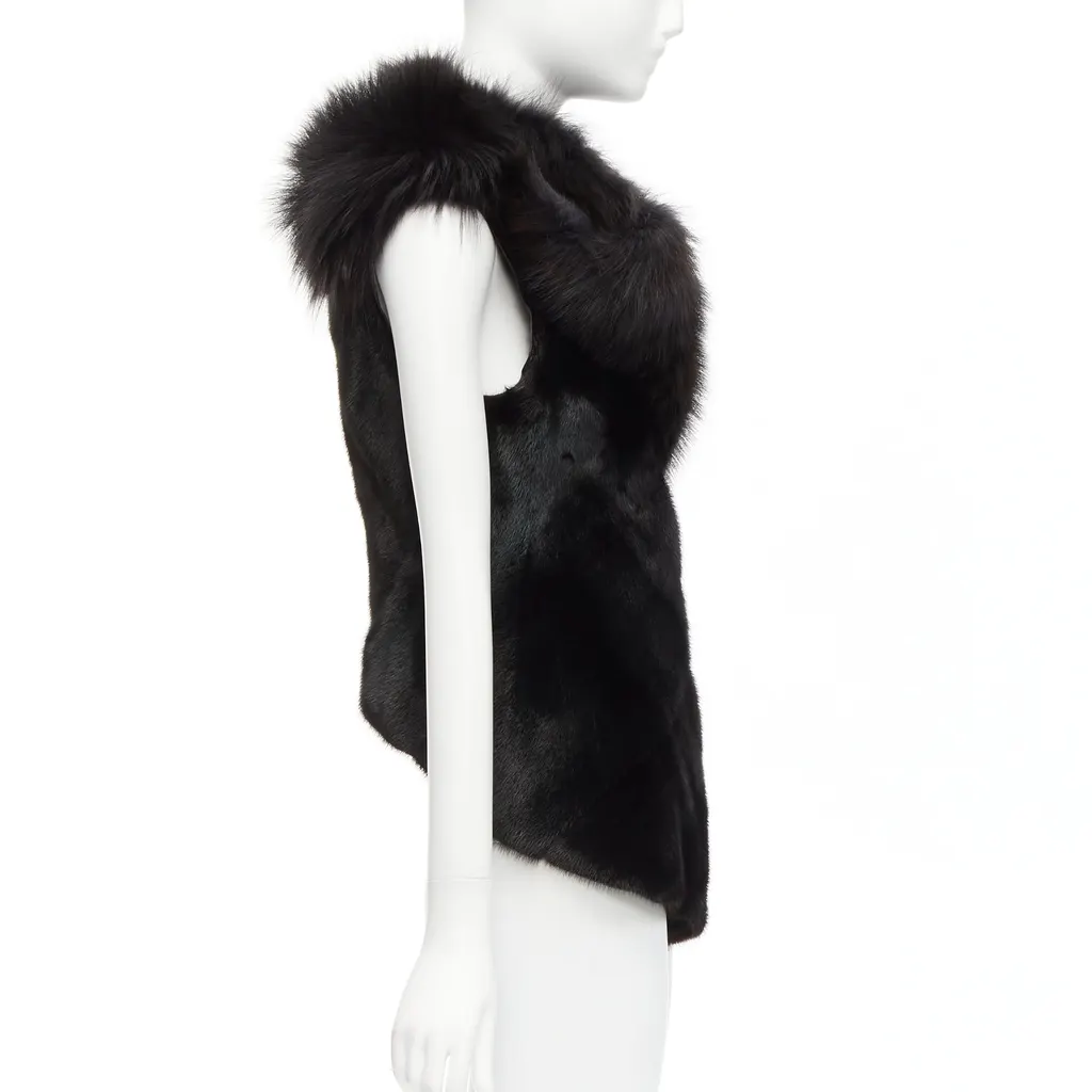 Rick Owens Black Mixed Fur Vest Black Fur Very good - Box View