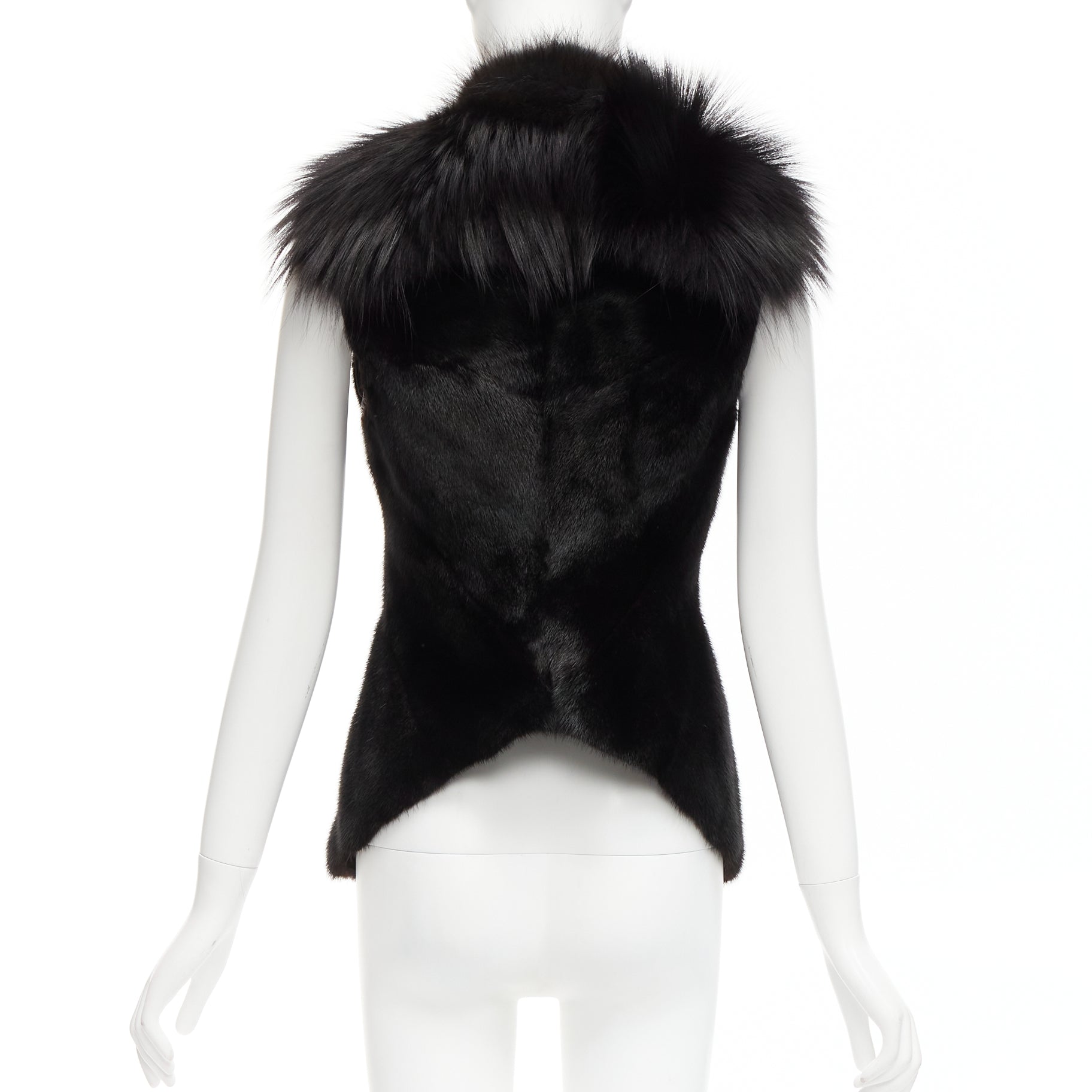 Rick Owens Black Mixed Fur Vest - Detail 1