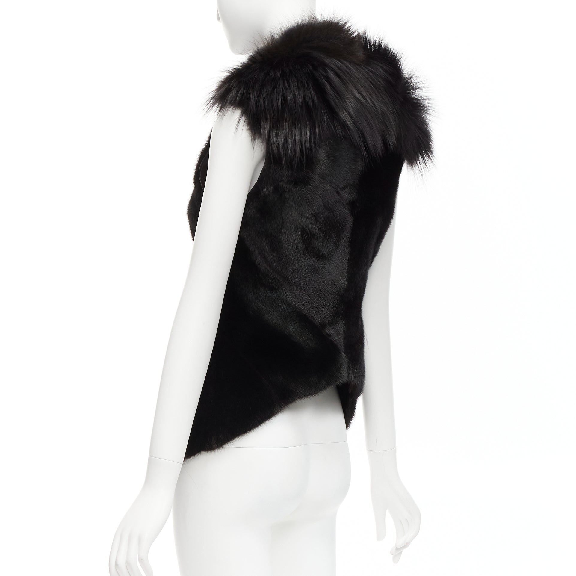 Rick Owens Black Mixed Fur Vest - Detail 2