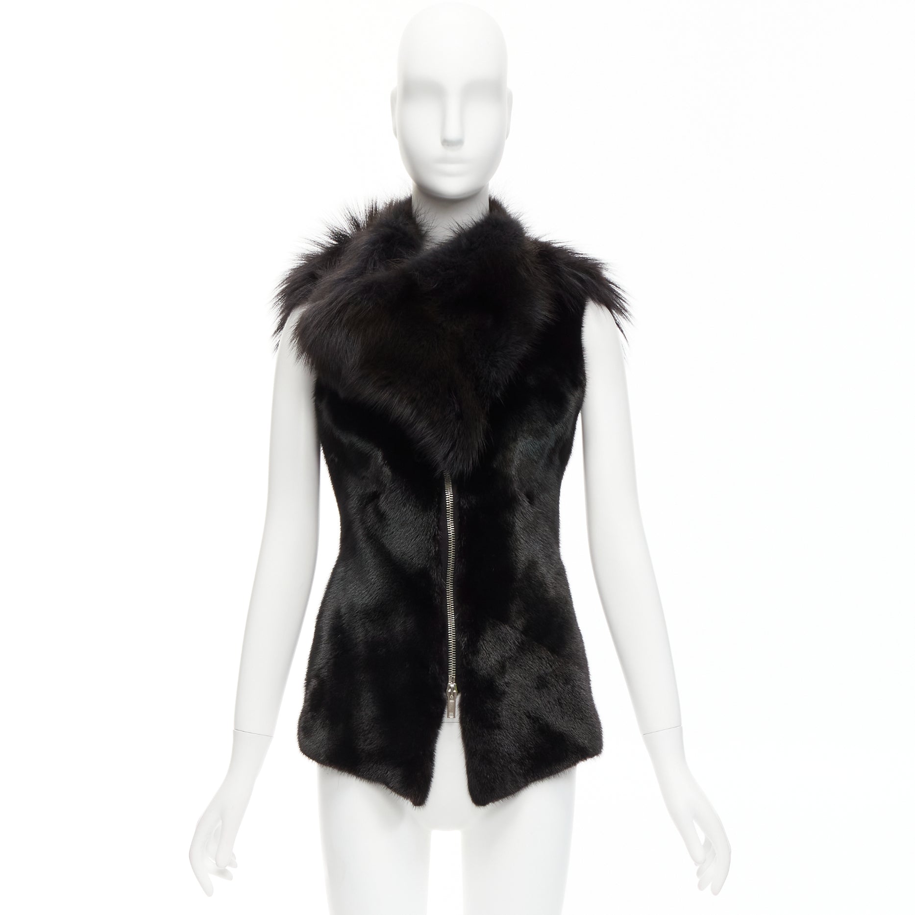 Rick Owens Black Mixed Fur Vest - Image 12