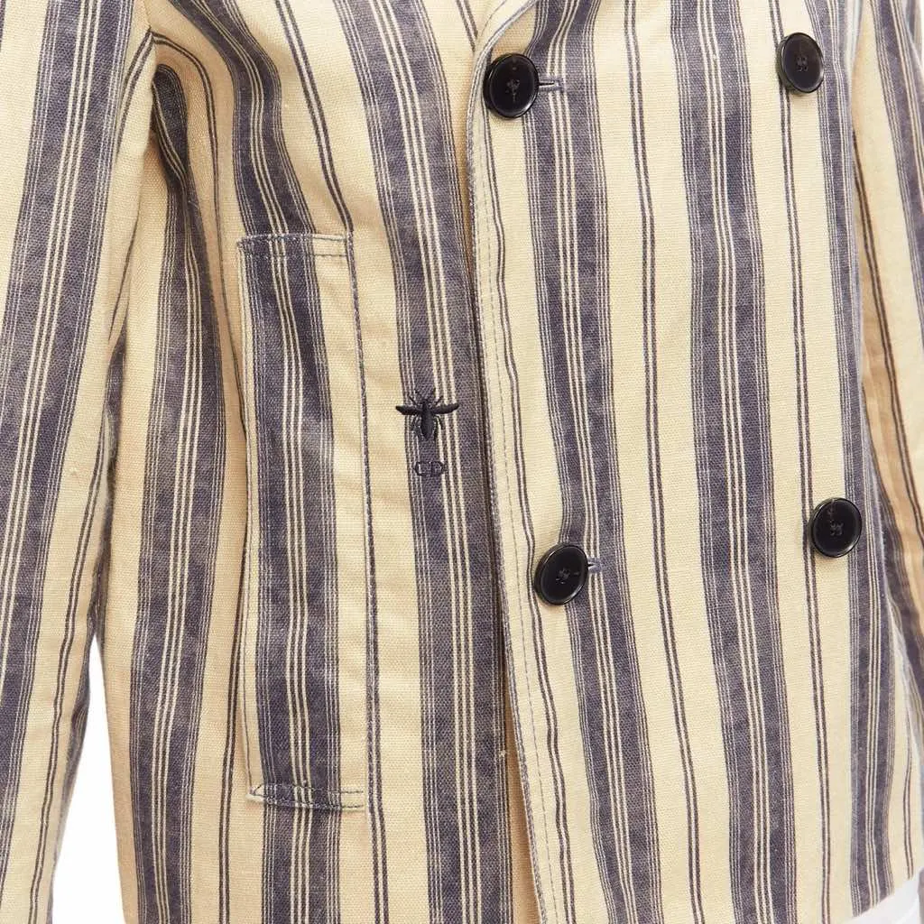 Dior Beige Striped Blazer Beige Linen Very good - Back View
