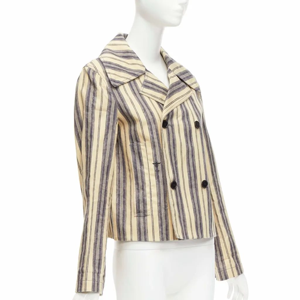 Dior Beige Striped Blazer Beige Linen Very good - Model View