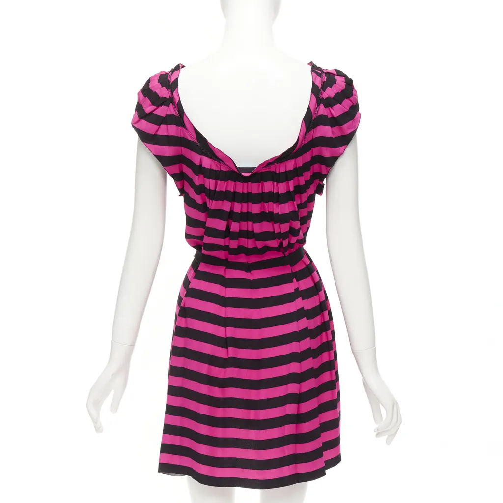 Prada Ribbon Belt Dress Black Wool Never worn - Box View