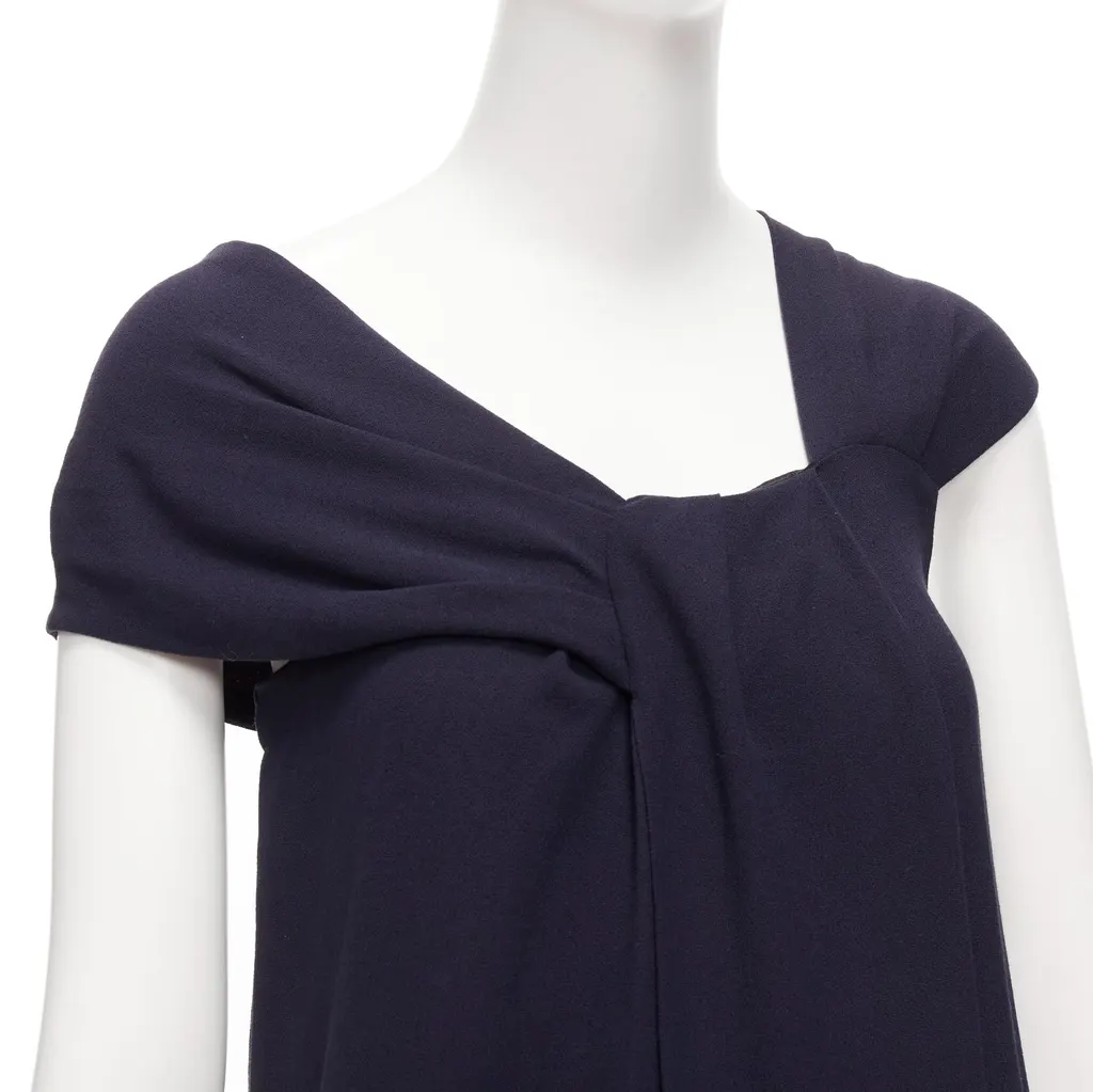Fendi Pleated Collar Dress Navy Viscose Never worn - Back View
