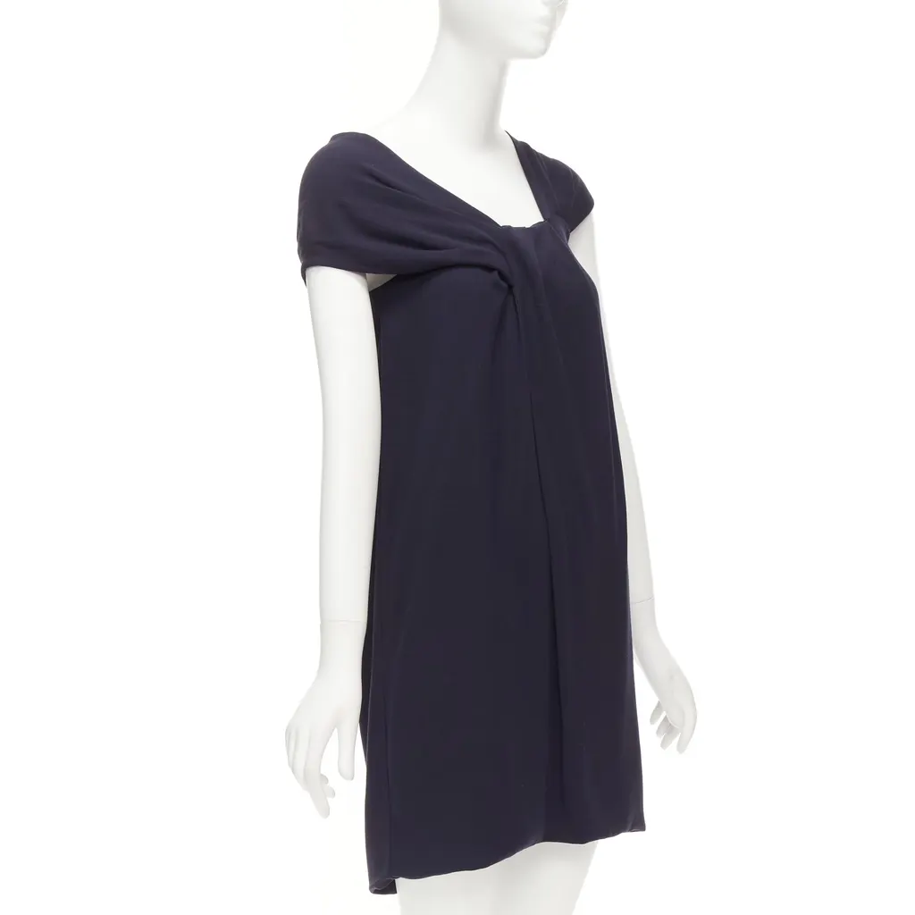 Fendi Pleated Collar Dress Navy Viscose Never worn - Inside View