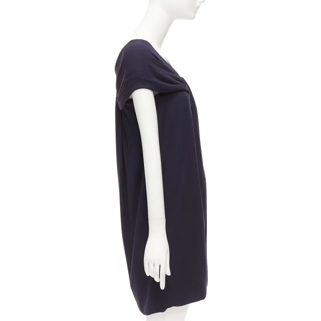 Fendi Pleated Collar Dress Navy Viscose Never worn - Model View