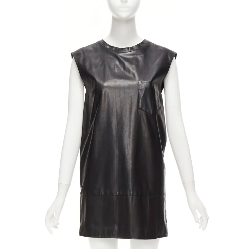 3.1 Phillip Lim Pocketed Lace Dress Black Leather Very good - Front View