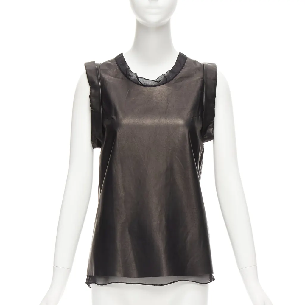 3.1 Phillip Lim Silk Trim Tunic Black Leather Very good - Front View