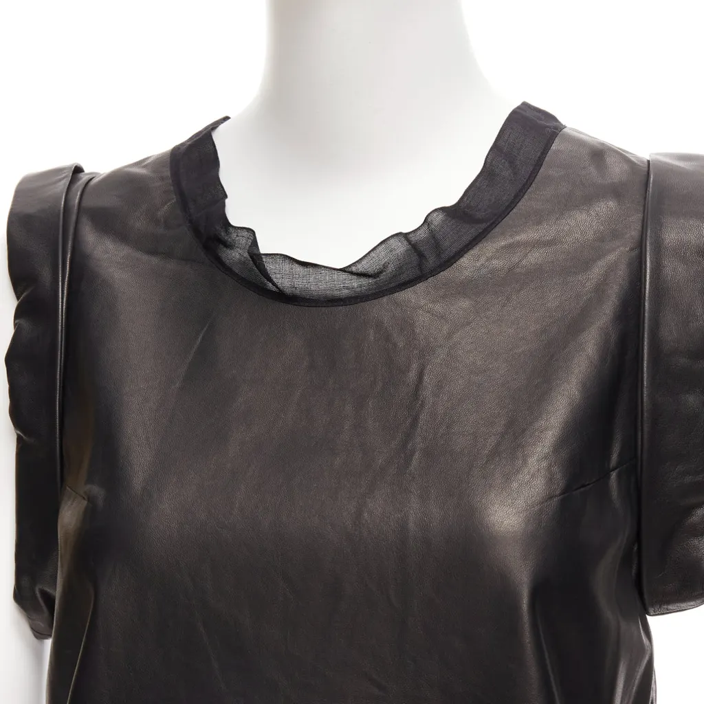 3.1 Phillip Lim Silk Trim Tunic Black Leather Very good - Back View