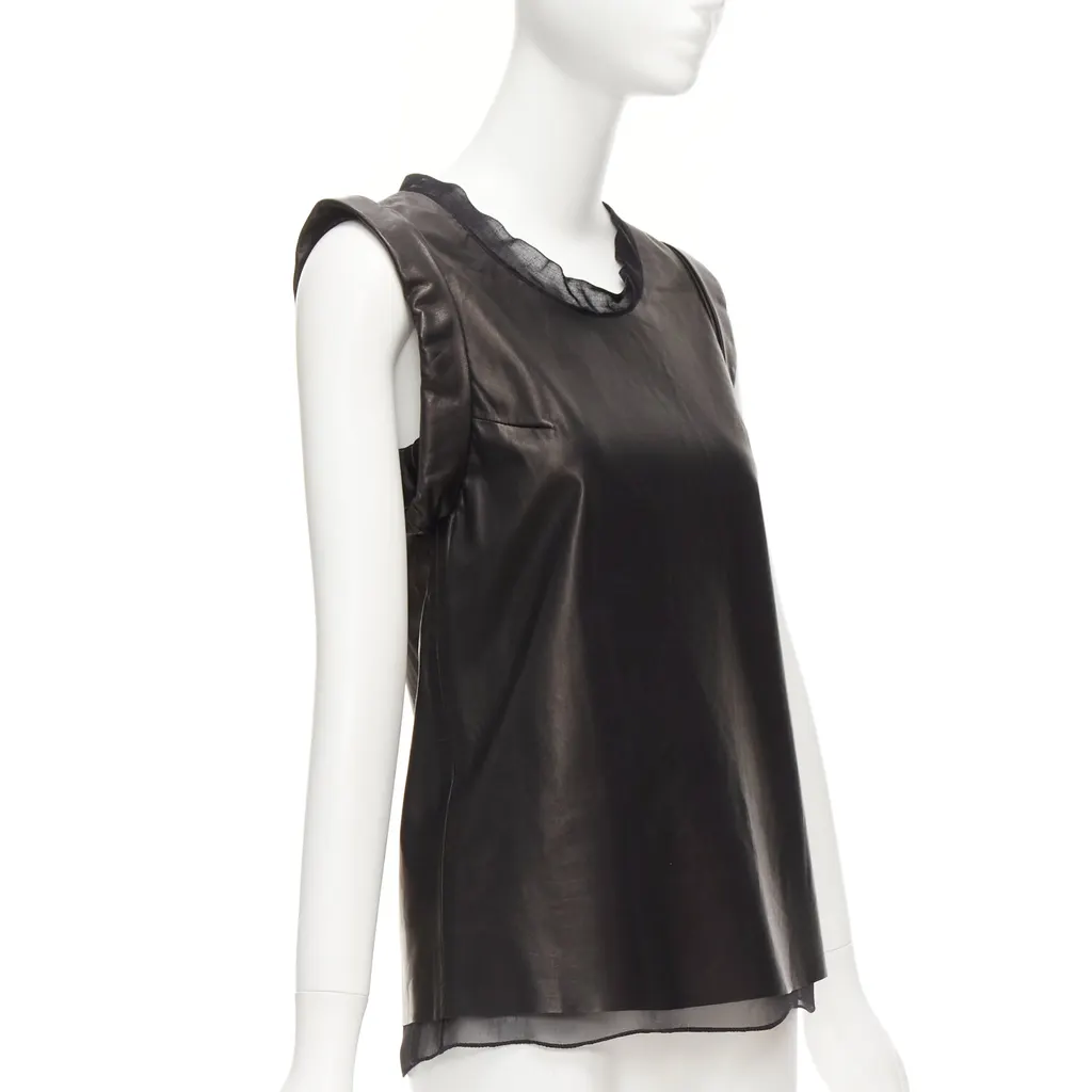 3.1 Phillip Lim Silk Trim Tunic Black Leather Very good - Inside View