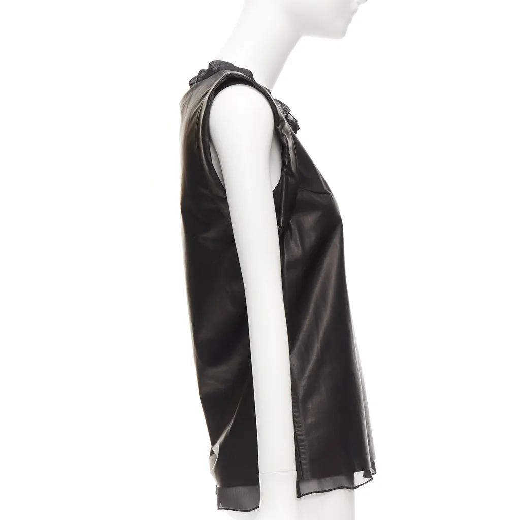 3.1 Phillip Lim Silk Trim Tunic Black Leather Very good - Model View