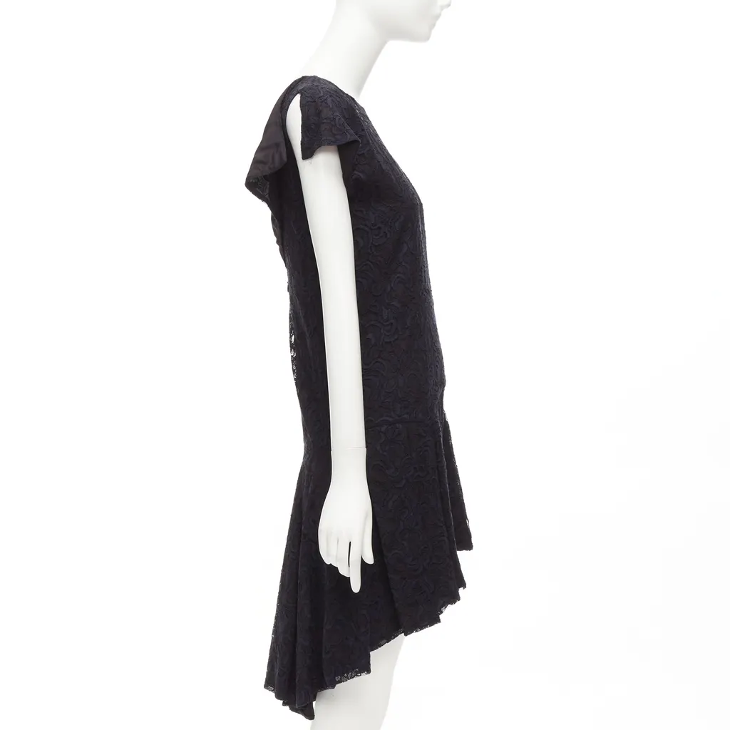 Dior Overlay Ruffle Dress Navy Lace Never worn - Model View