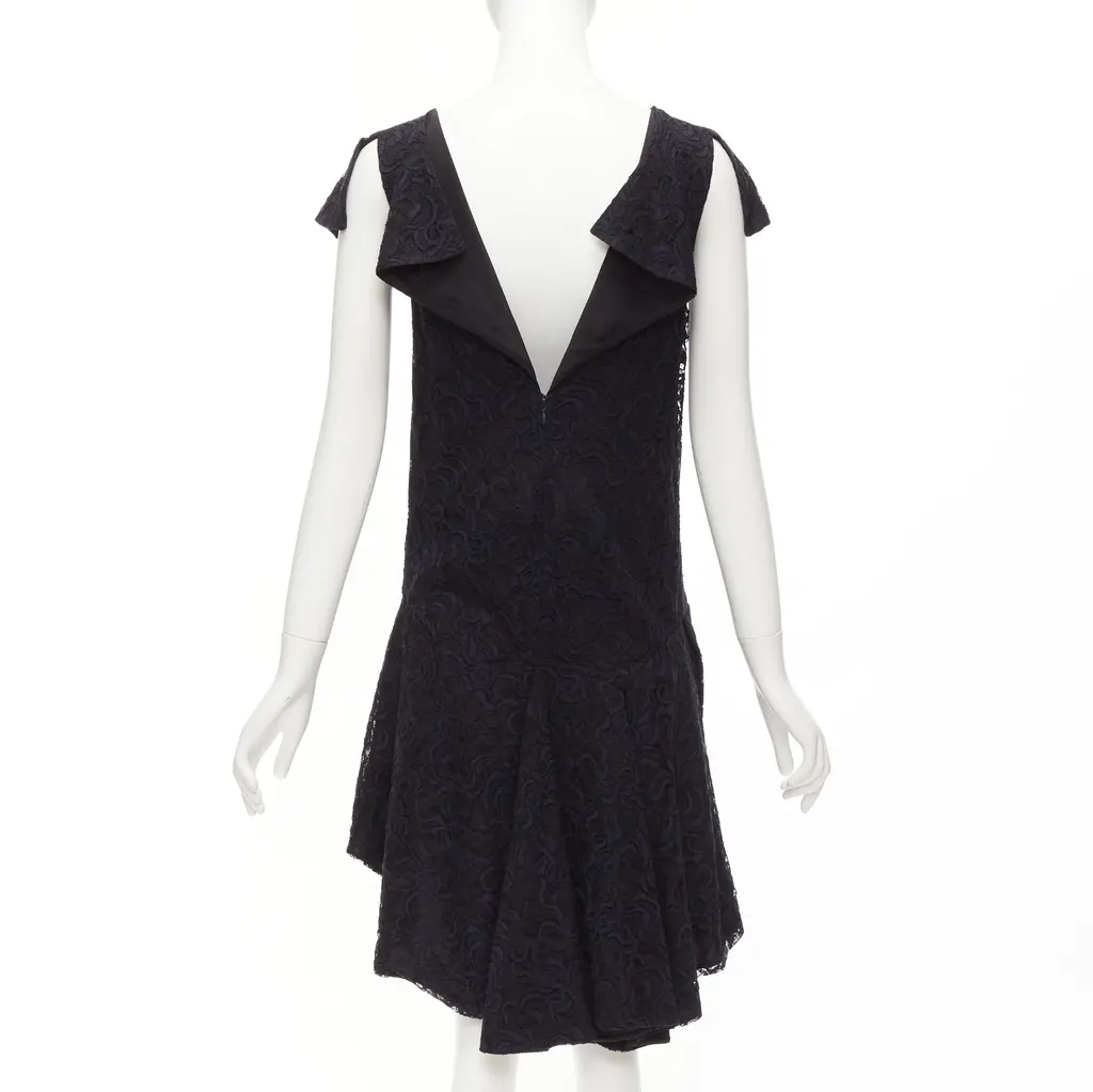 Dior Overlay Ruffle Dress Navy Lace Never worn - Box View