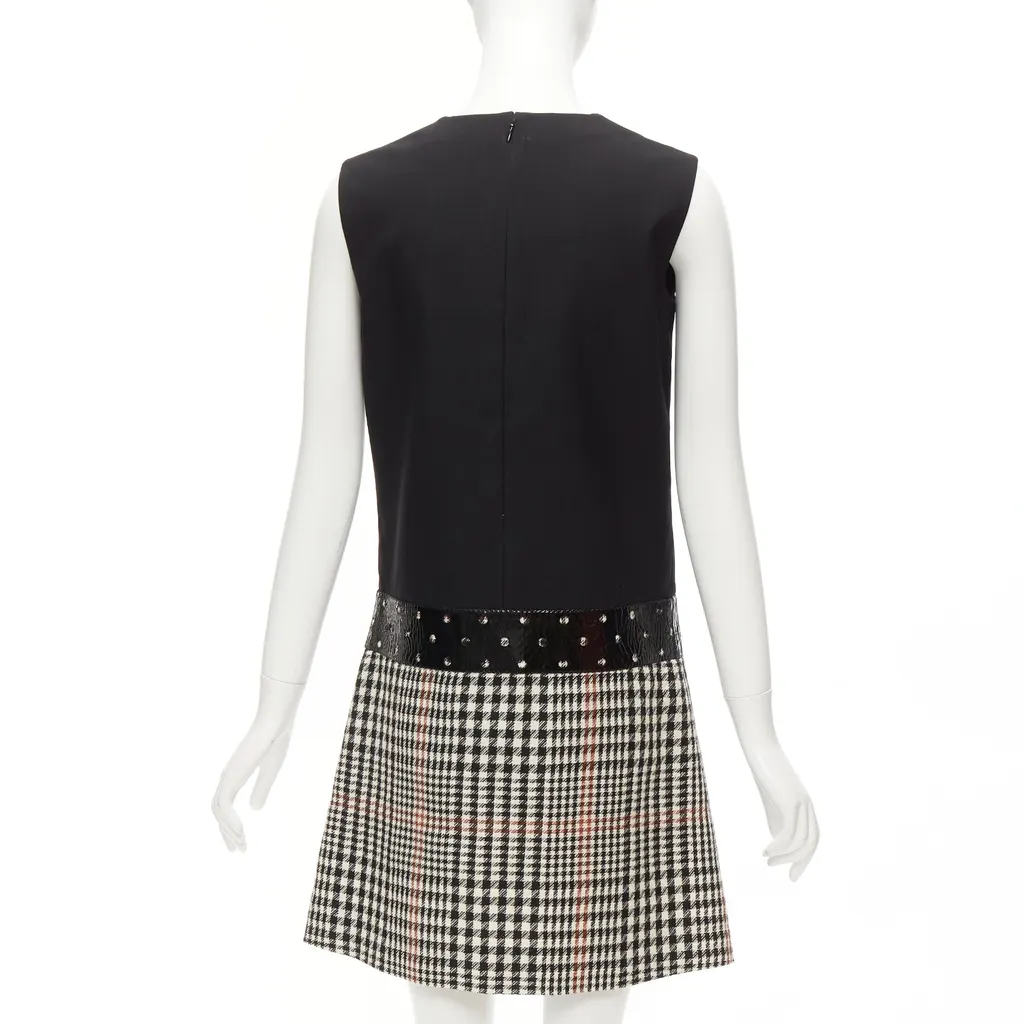 Yves Saint Laurent Houndstooth Fit Dress Black Wool Very good - Box View