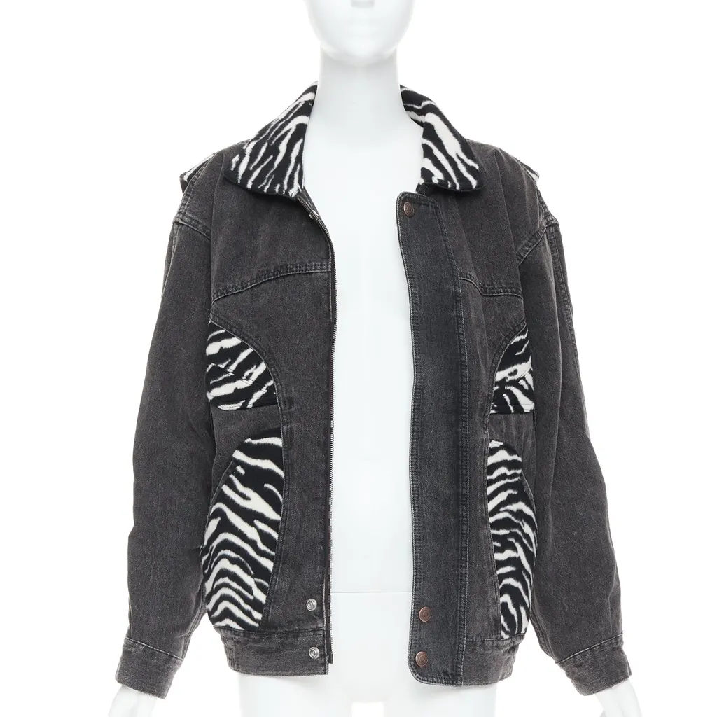 Celine Zebra Wool Patch Jacket Black Wool Never worn - Front View
