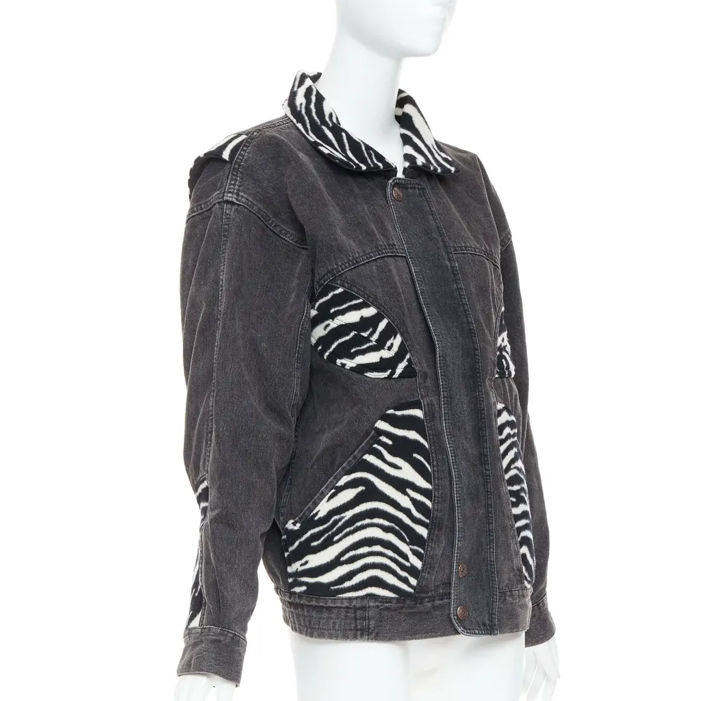 Celine Zebra Wool Patch Jacket Black Wool Never worn - Model View