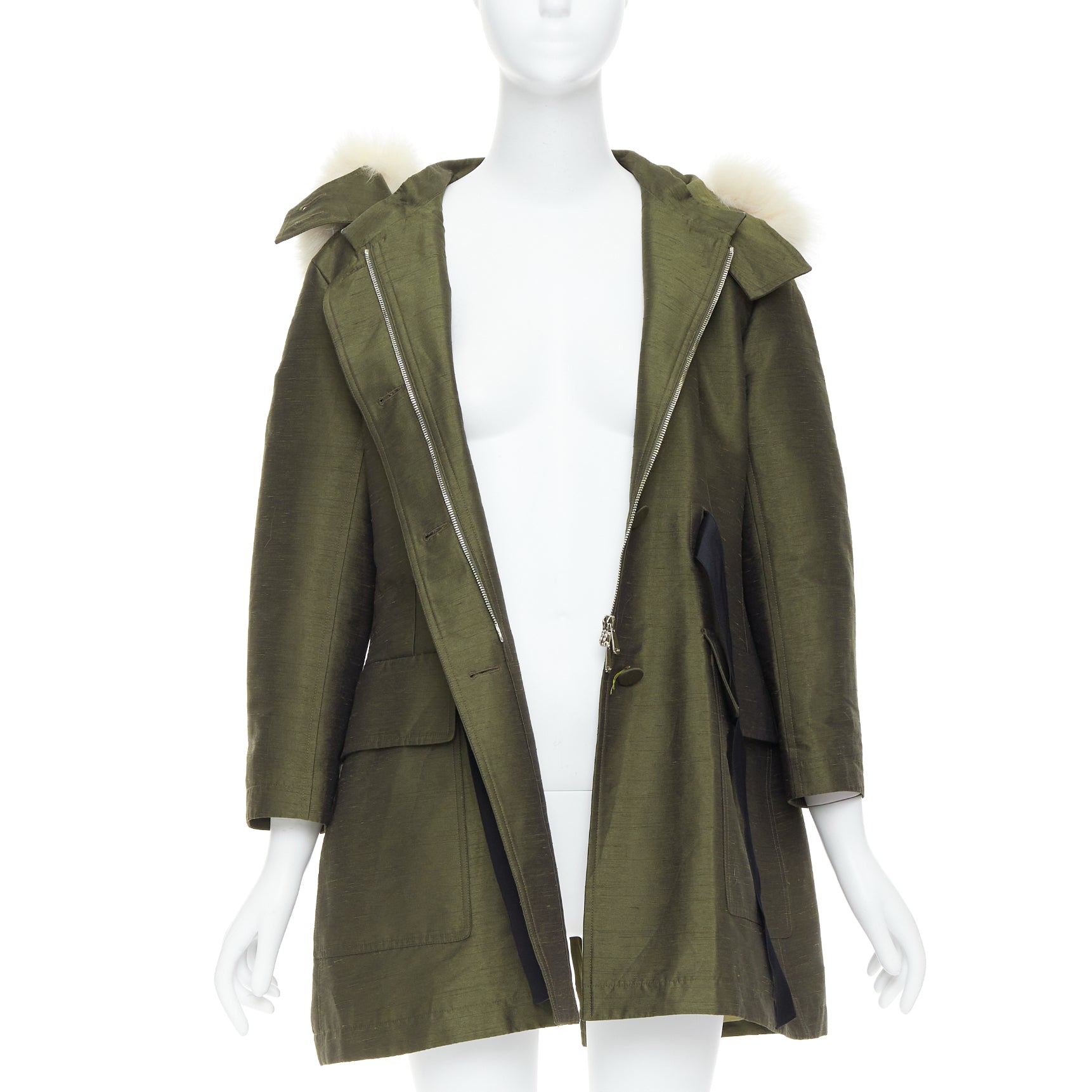 Dior Green Fur Hood Coat - Image 6