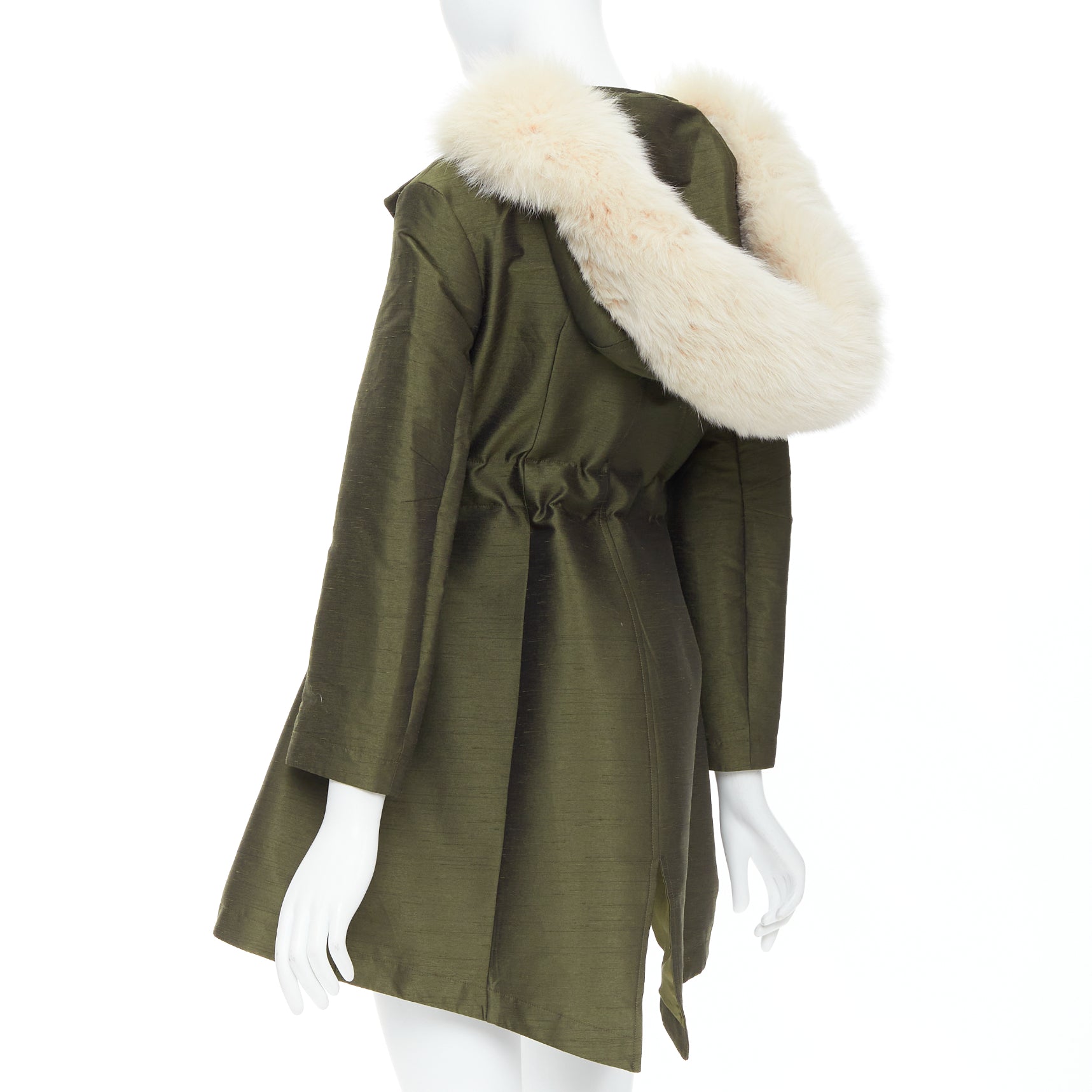 Dior Green Fur Hood Coat - Detail 1