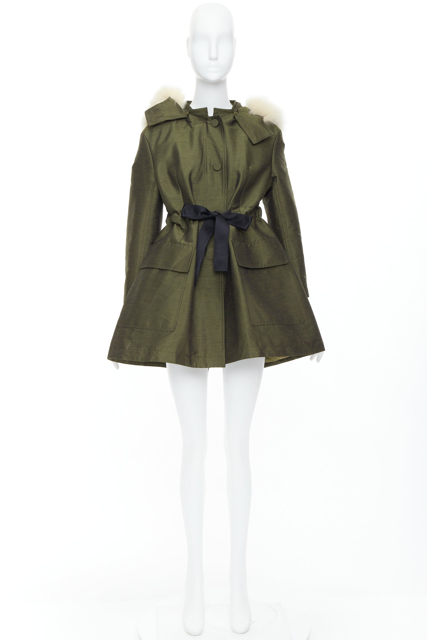 Dior Green Fur Hood Coat - Image 12