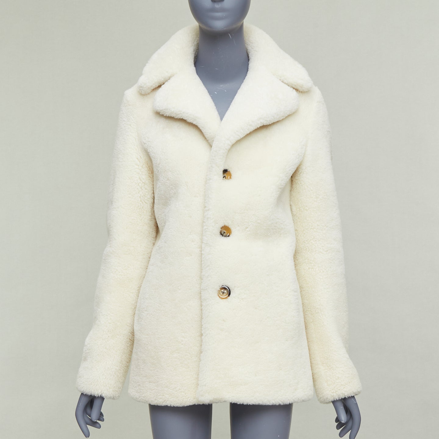 Saint Laurent White Sheepskin Teddy Coat - Image 6
