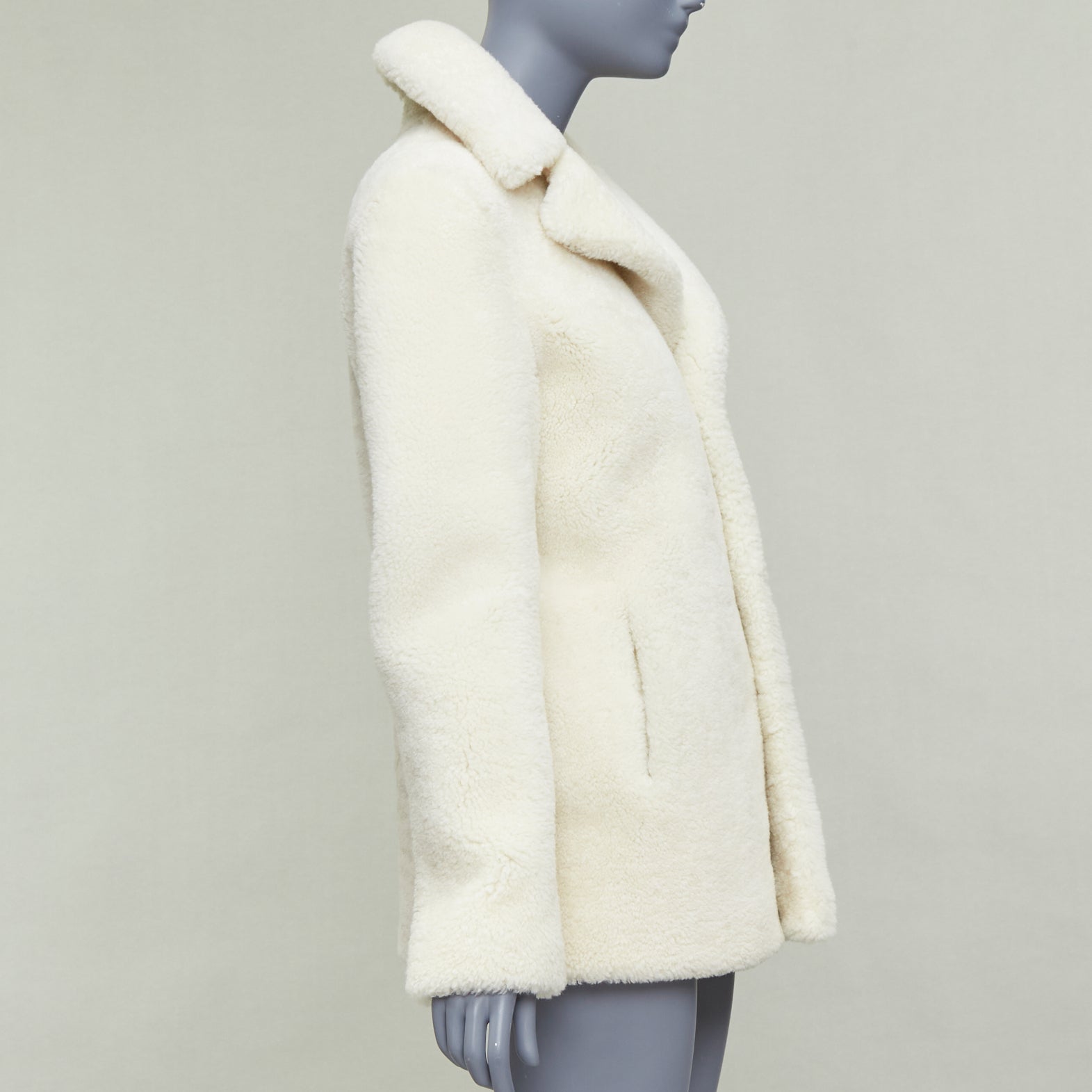 Saint Laurent White Sheepskin Teddy Coat - Side view
