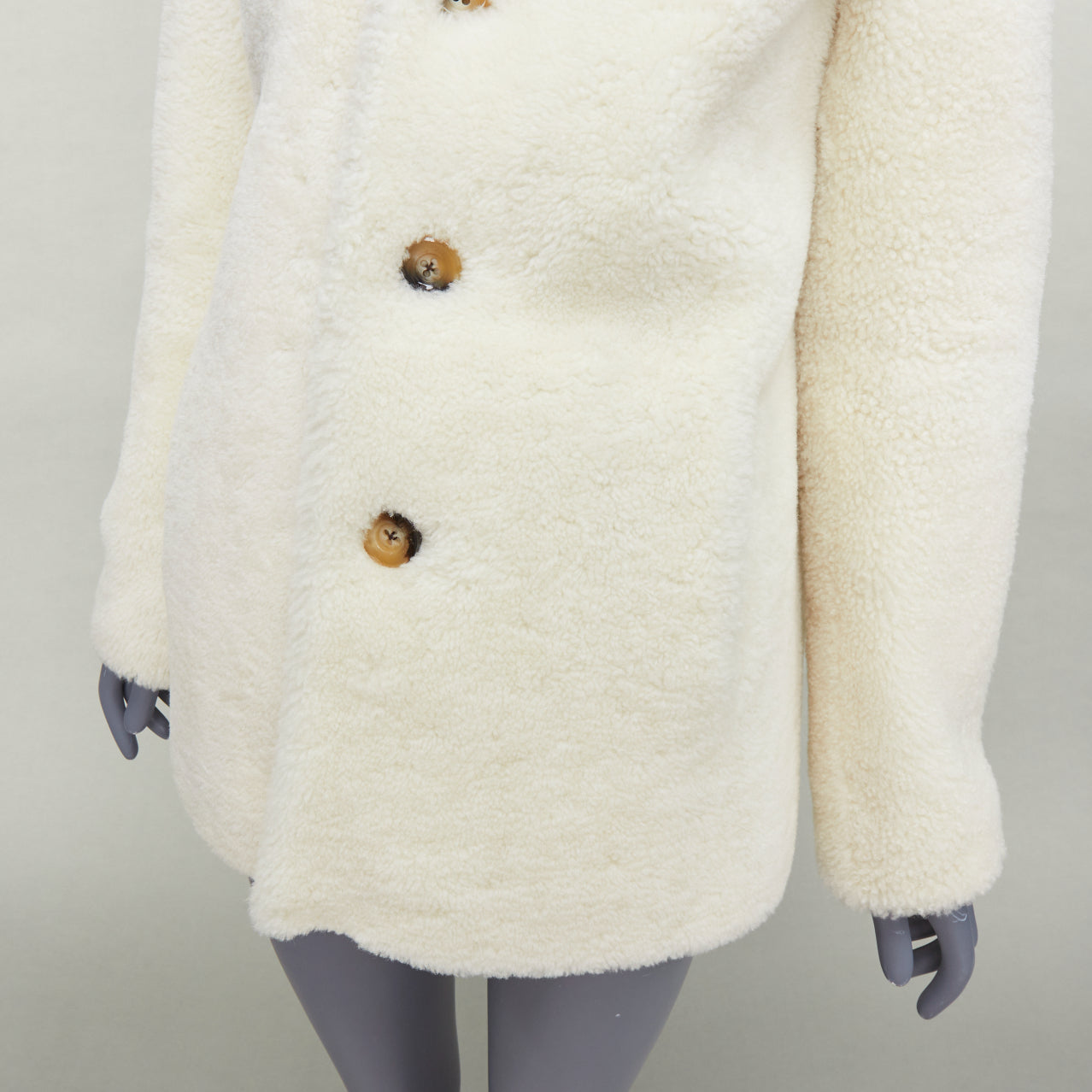 Saint Laurent White Sheepskin Teddy Coat - Image 10
