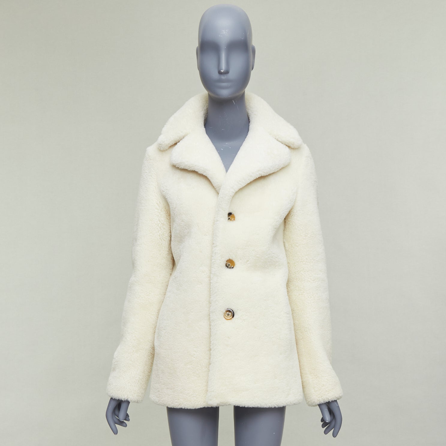 Saint Laurent White Sheepskin Teddy Coat - Image 12