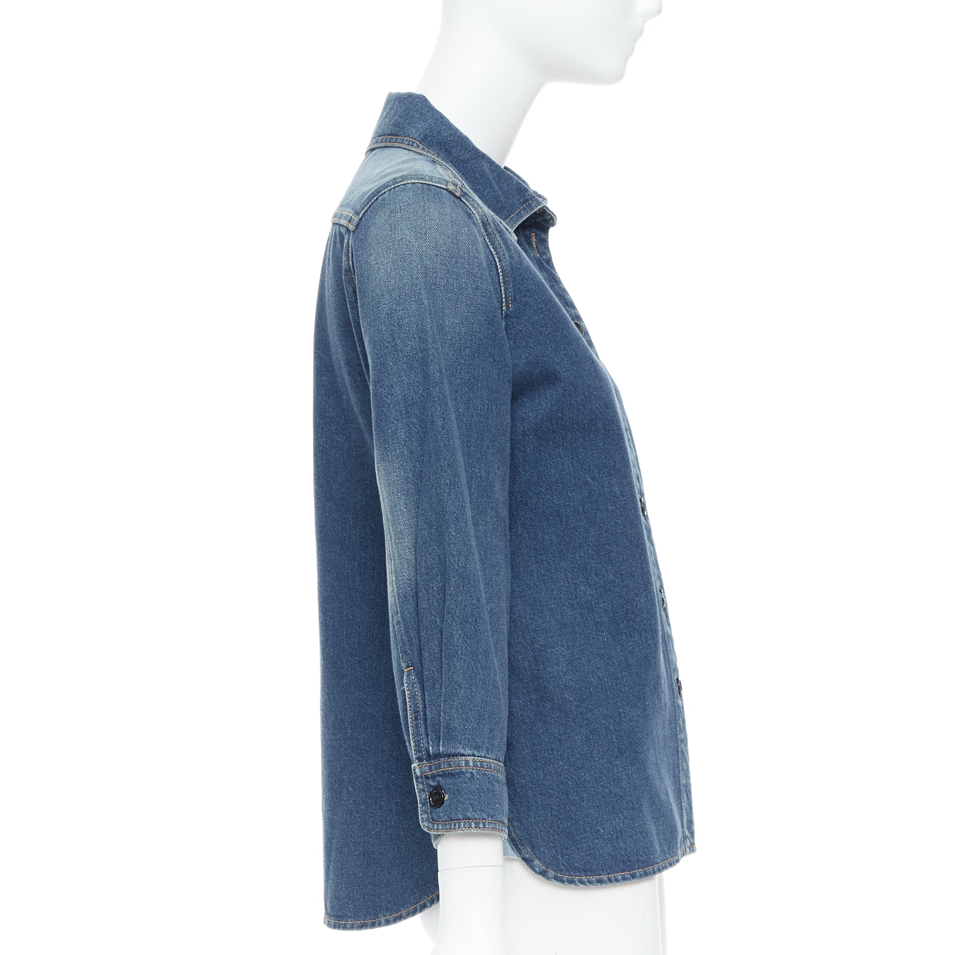 Chloe Blue Cropped Denim Shirt - Side view