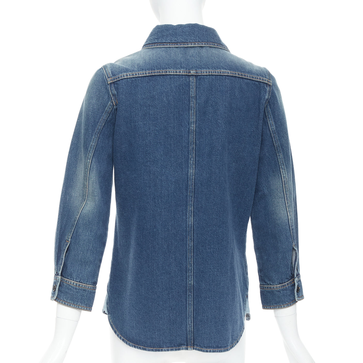 Chloe Blue Cropped Denim Shirt - Detail 1