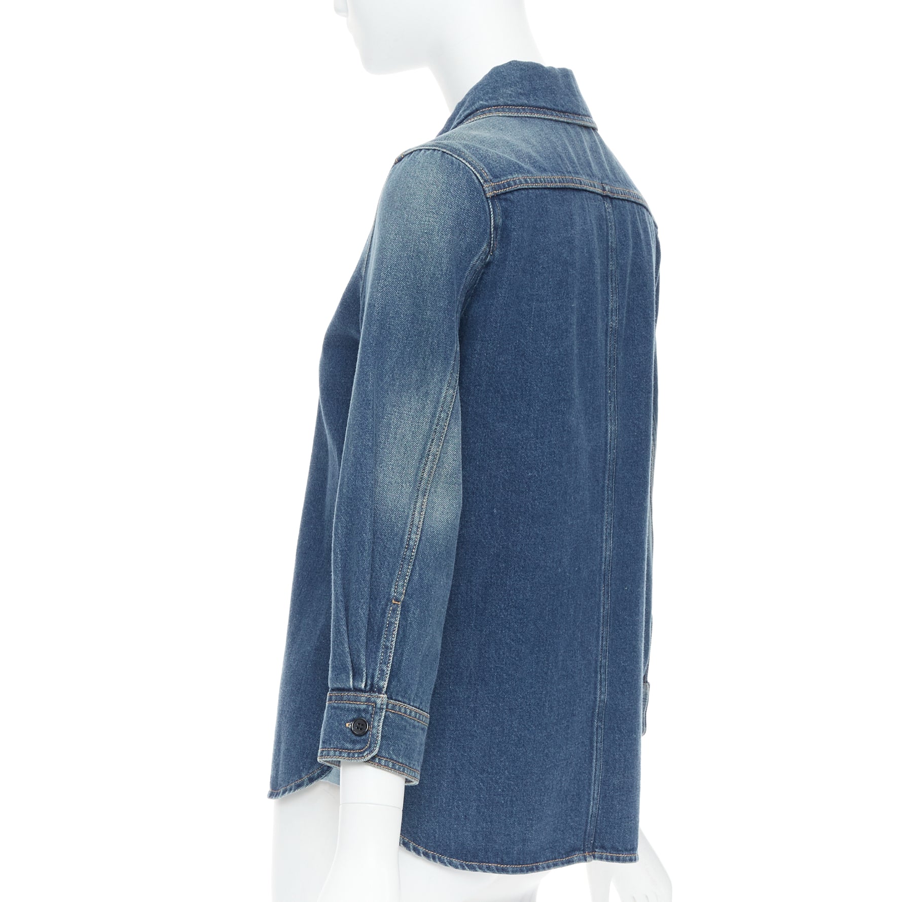 Chloe Blue Cropped Denim Shirt - Detail 2