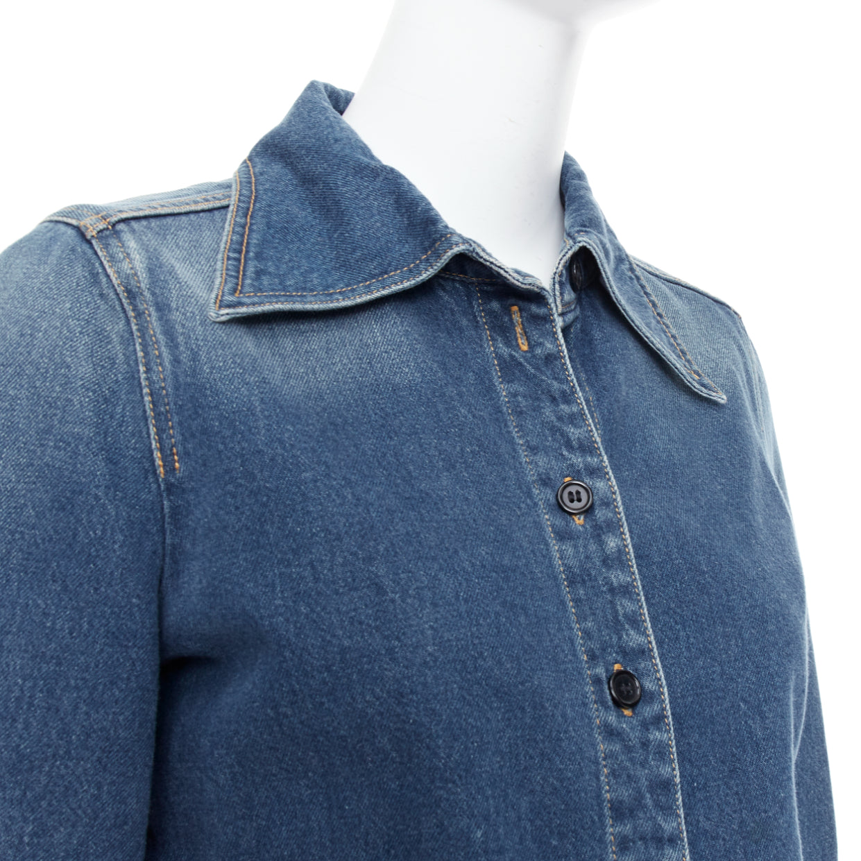 Chloe Blue Cropped Denim Shirt - Image 10