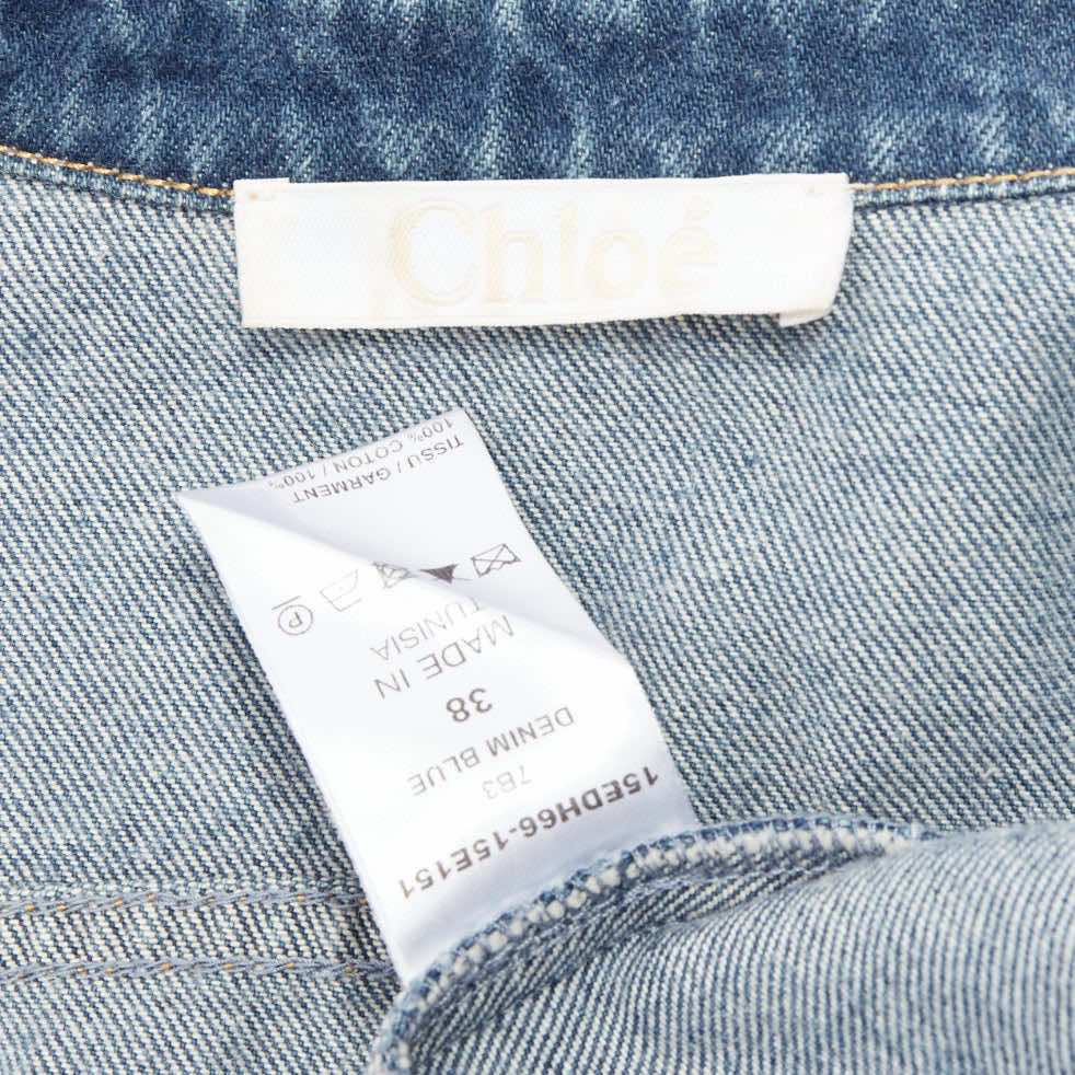 Chloe Blue Cropped Denim Shirt - Image 11