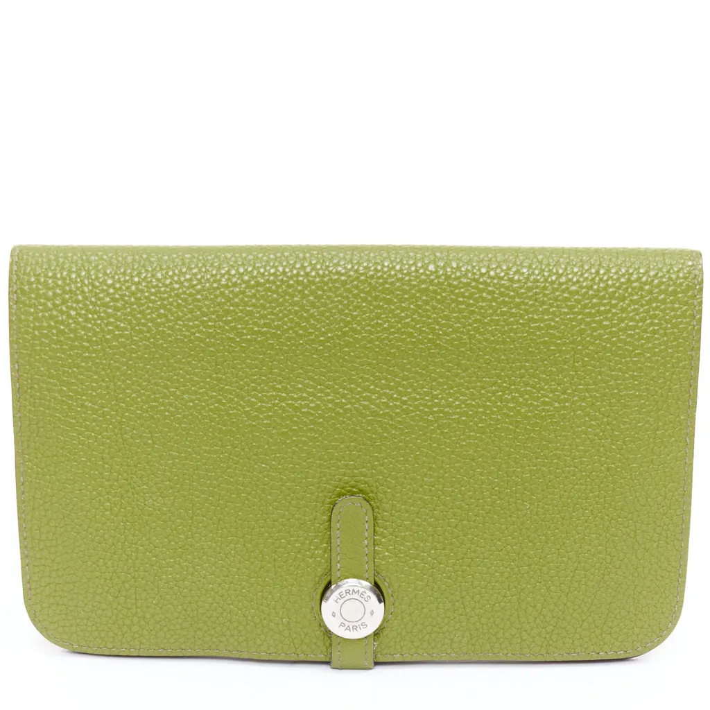 Hermès Dugon Duo Green Leather Good - Front View