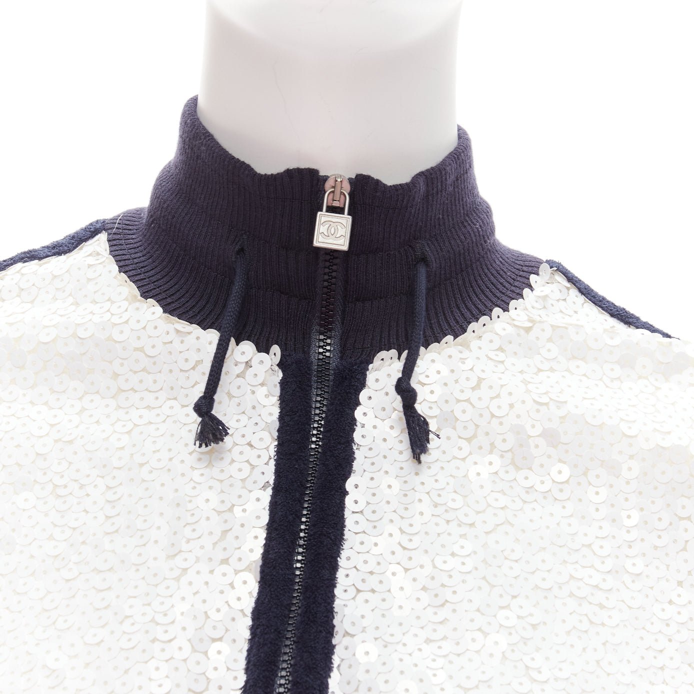 Chanel White Sequin Track Jacket - Back view