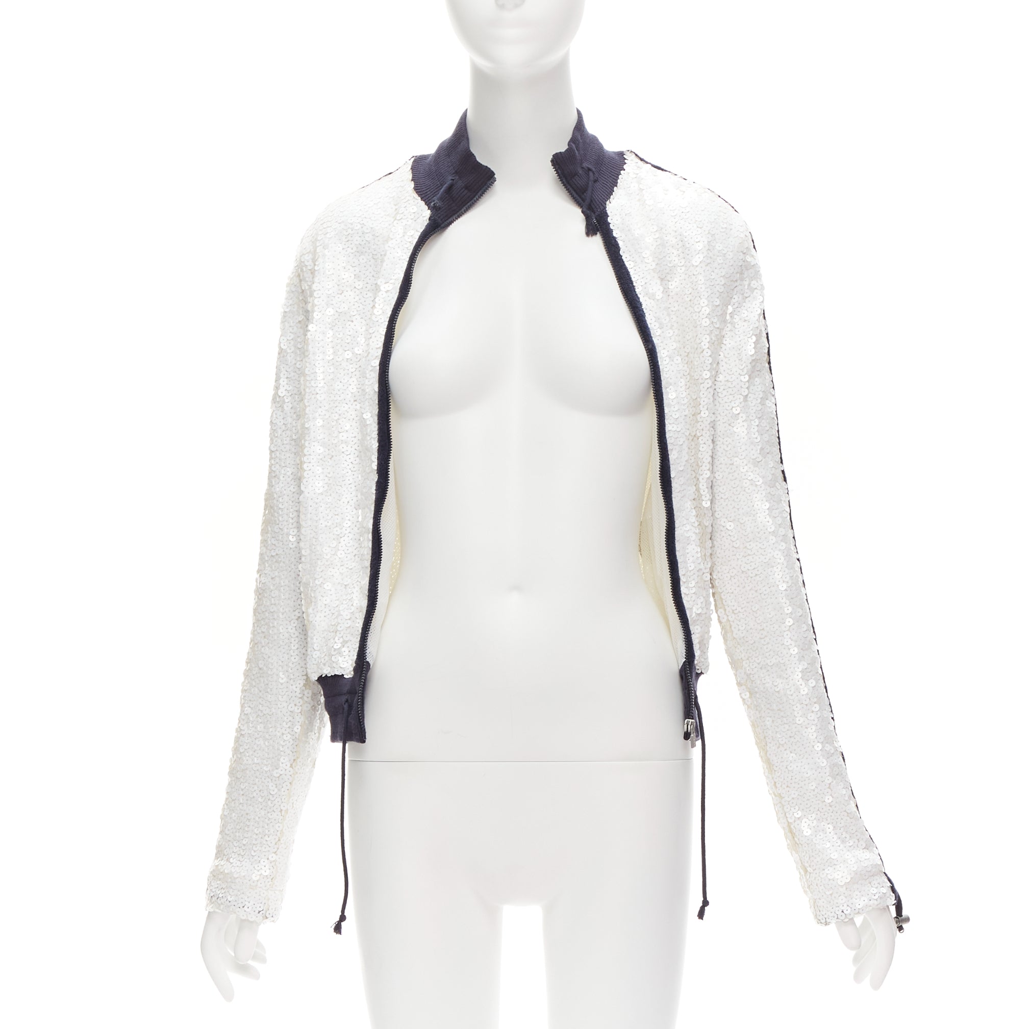 Chanel White Sequin Track Jacket - Image 6