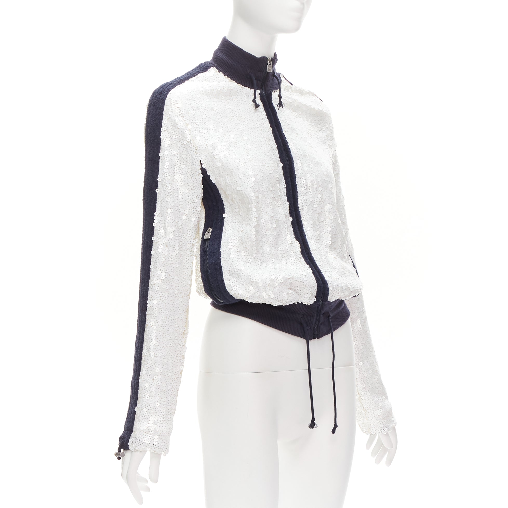 Chanel White Sequin Track Jacket - 4