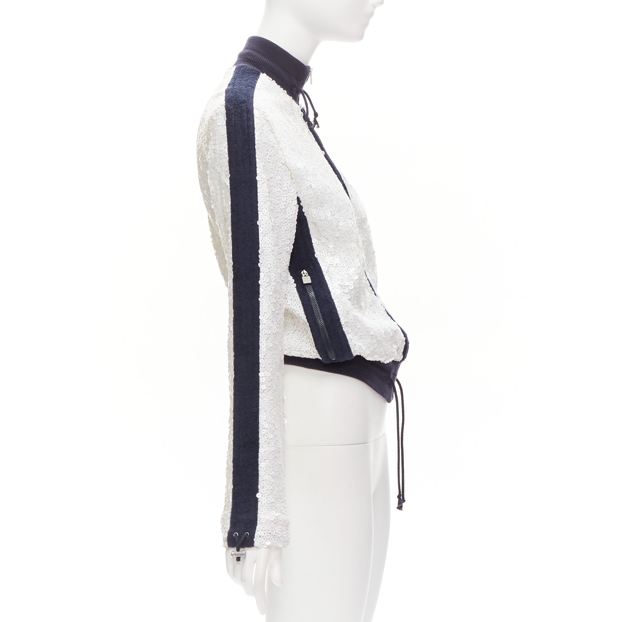 Chanel White Sequin Track Jacket - Side view