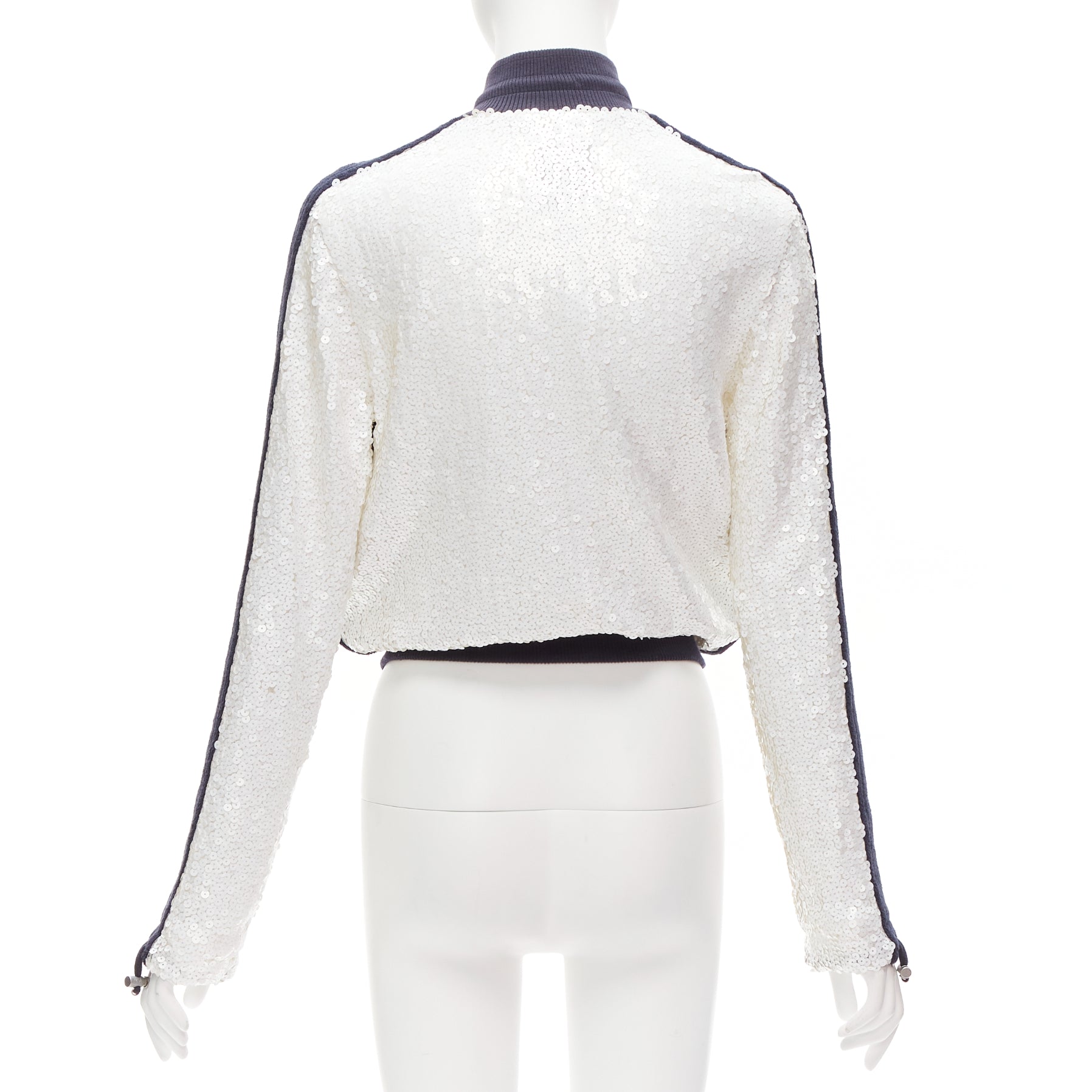 Chanel White Sequin Track Jacket - Detail 1
