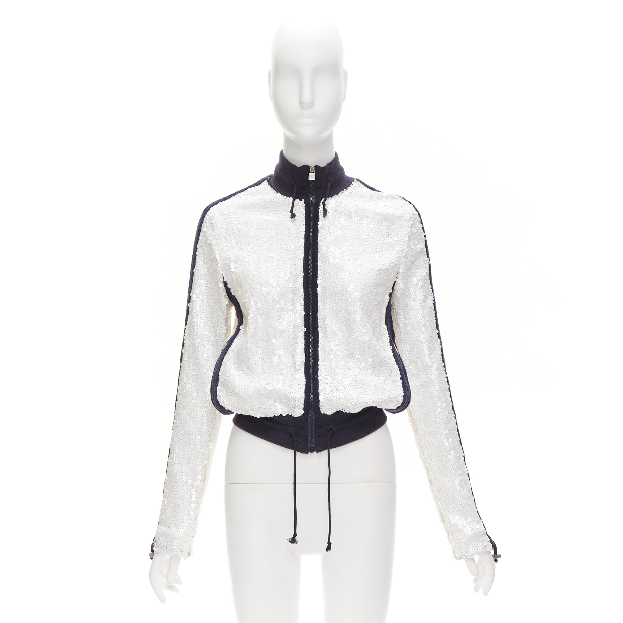 Chanel White Sequin Track Jacket - Image 12