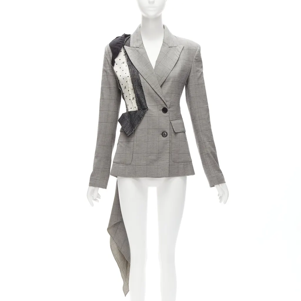 Monse Grey Draped Blazer Jacket Grey Wool Never worn - Front View