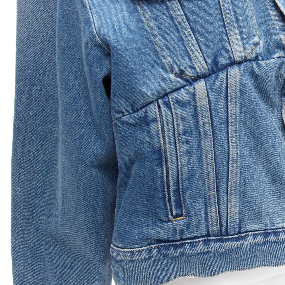 Balenciaga Blue Cropped Denim Jacket - Back view
