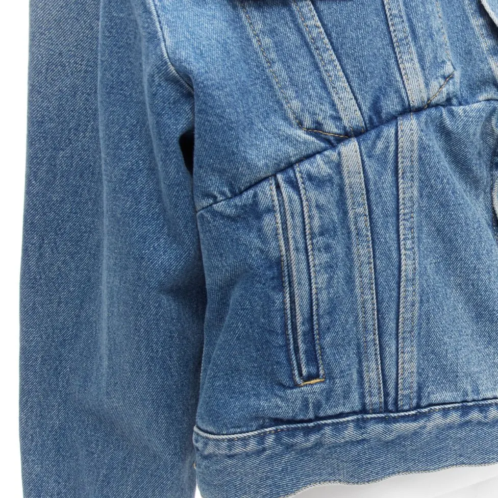 Balenciaga Blue Cropped Denim Jacket Blue Denim Never worn - Back View